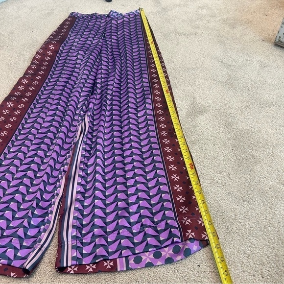 House of Harlow purple burgundy satin effect geometric printed pyjama pants NWT - Picture 14 of 15